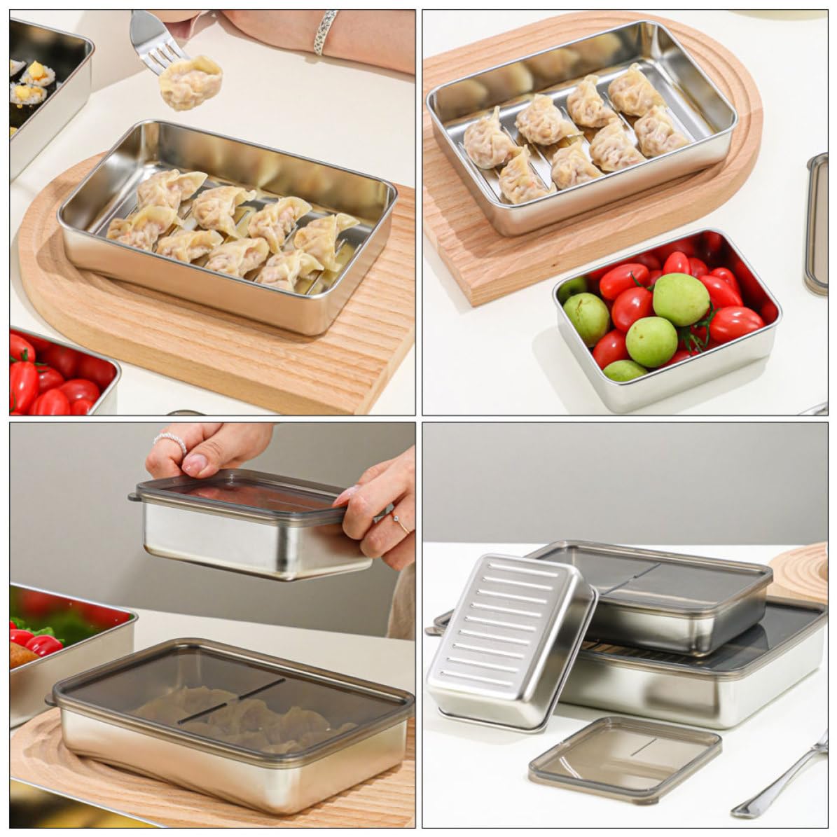 INOOMP 3 Piezas Contenedor de Alimentos para Refrigerador Apilable