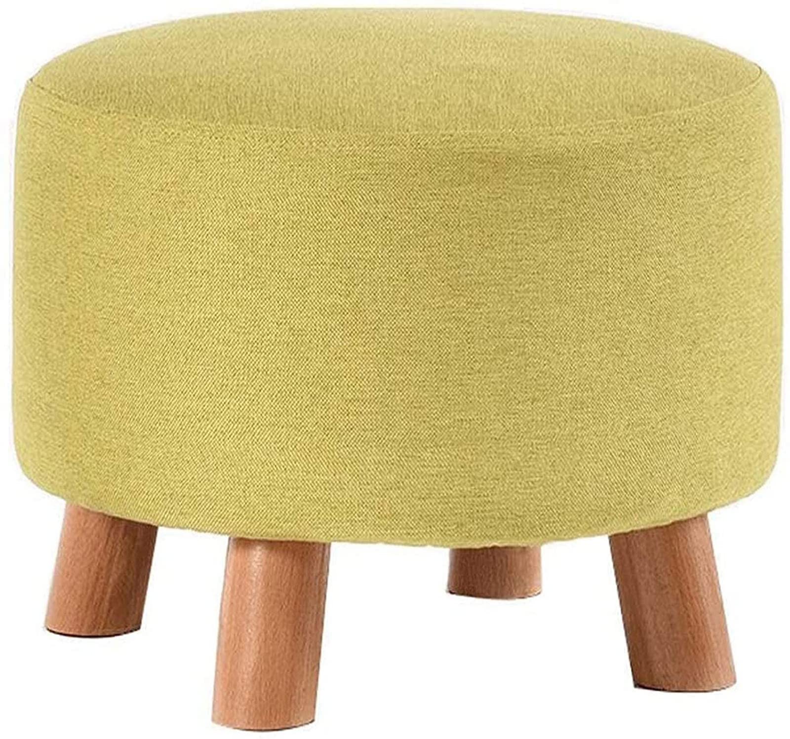Tabouret bas créatif en bois massif avec assise tissu salon