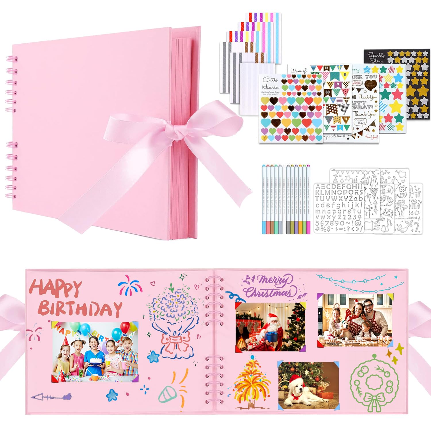 SYMOLO Photo Album Scrapbook Supplies Kit, 30 x 21 cm 80 Page Memory Book — image 1