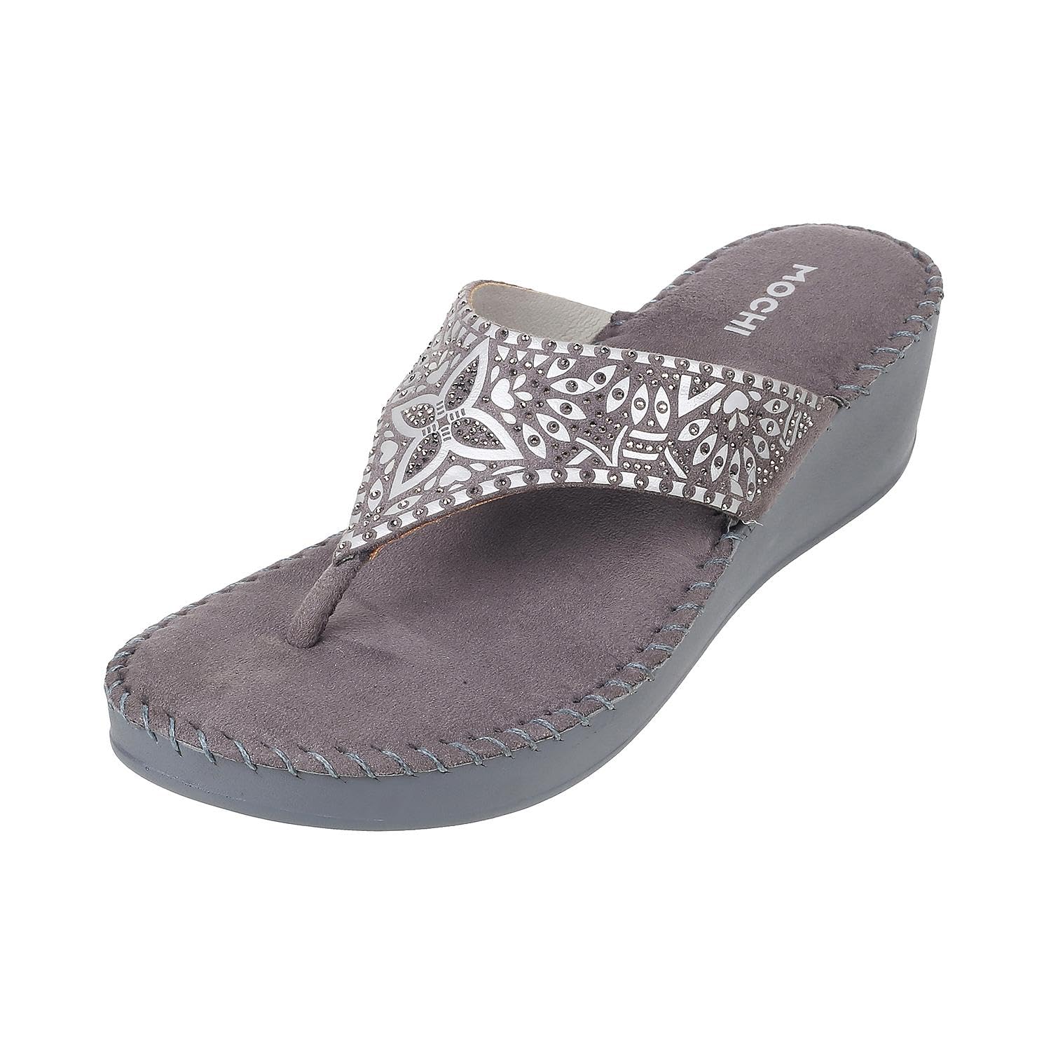 Mochi Women Grey Ethnicwear Wedge Heel Fashion Sandal UK/8 EU/41 (44-100) (B0CTR27VCH) Amazon Price History, Amazon Price Tracker