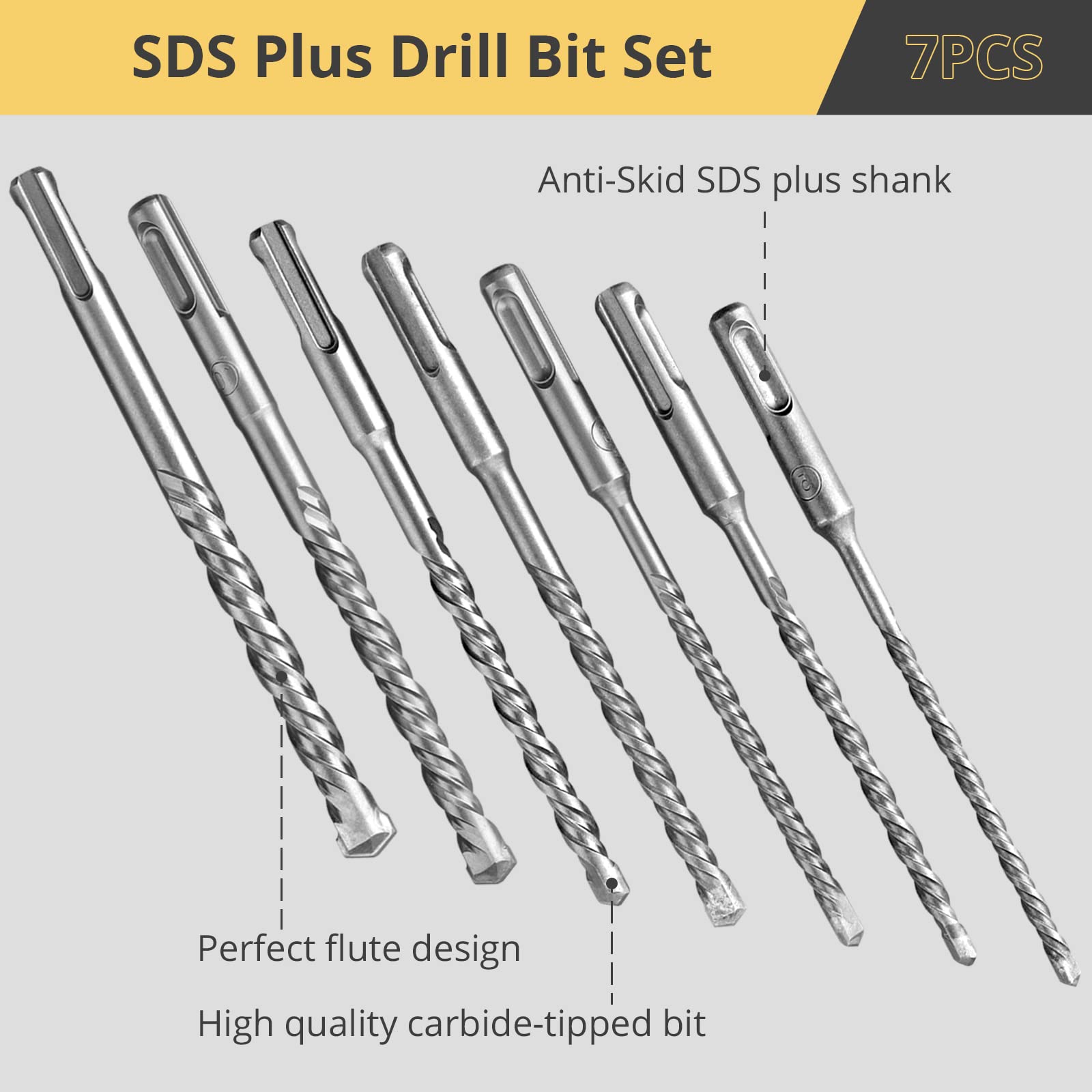 Kit 12 Pezzi Scalpelli E Punte SDS-Plus AMTOVL - Per Martello Demolitore, 5-12 Mm, Per Piastrelle E Calcestruzzo