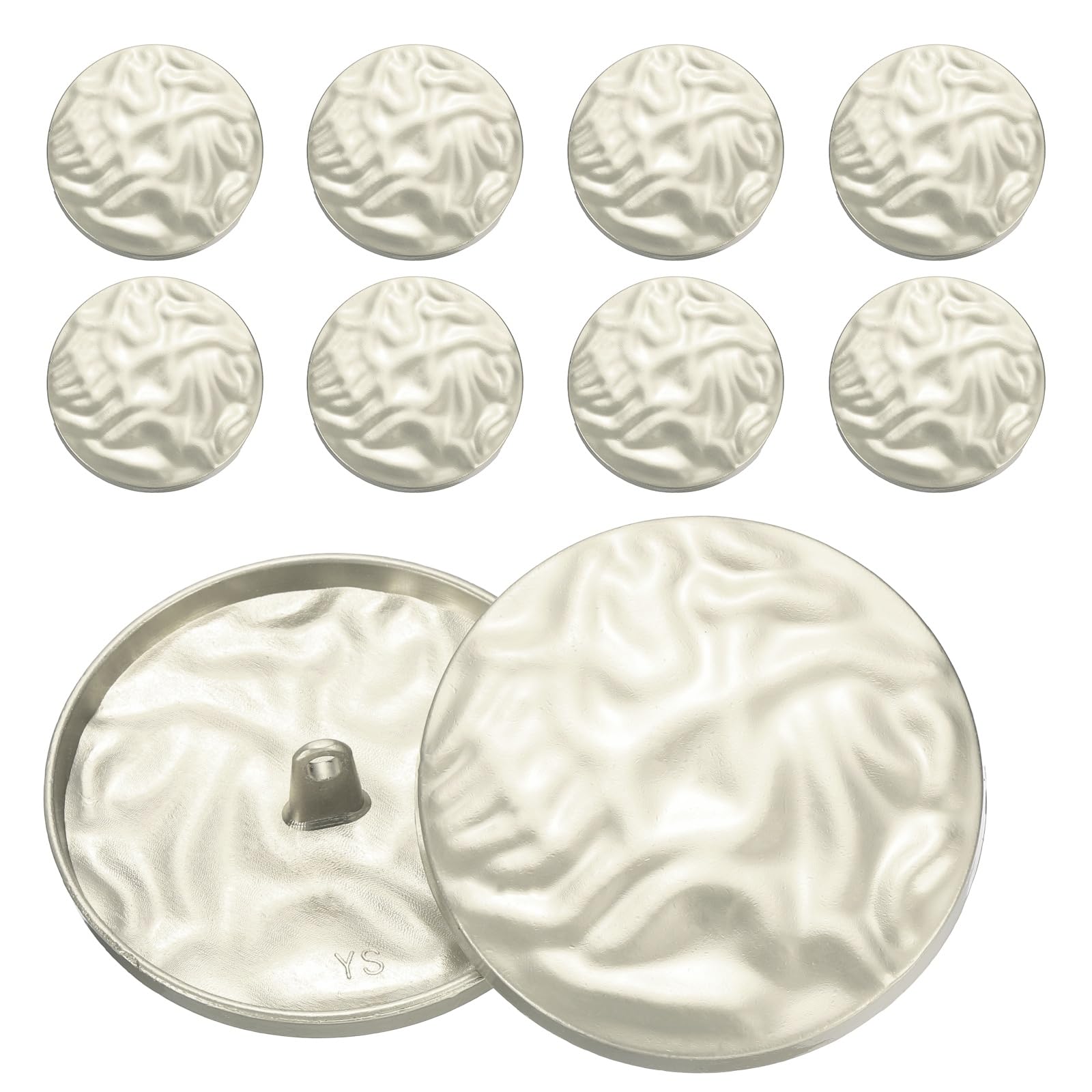 sourcing map 10pcs Metal Shank Wrinkle Silver Buttons, 44.5mm/1.8inch Wave Decorative Sewing Buttons for Men Women Uniforms Dresses Coat Suits Blazer DIY Crafts