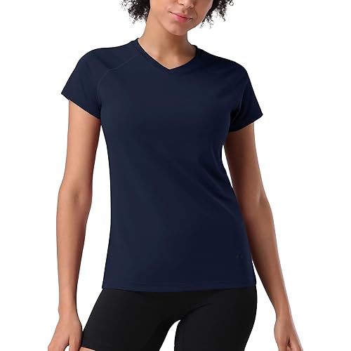 Pioneer Camp Women's Moisture Wicking V Neck T-Shirt Quick-Dry Workout Tops for Women Short Sleeve Athletic Breathable Shirt