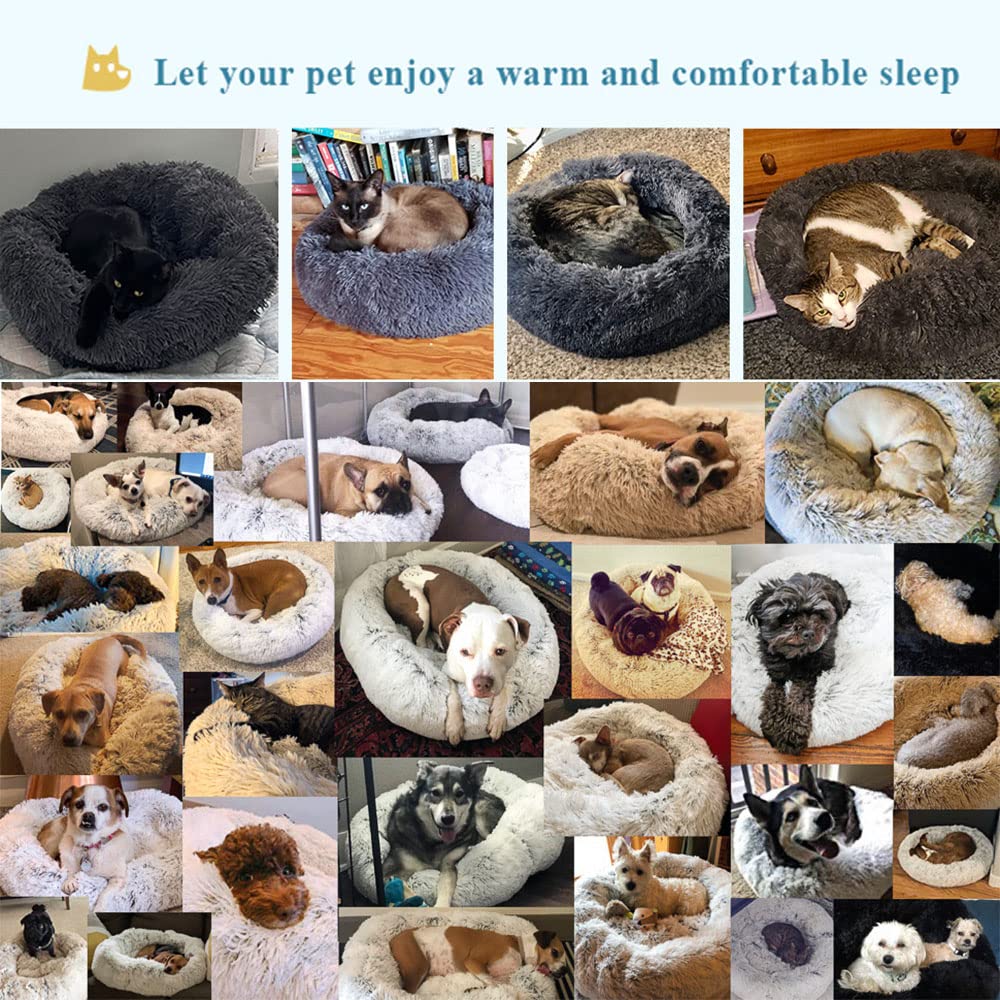 Lukery Cama de Perro de Felpa Suave y cálida Donut Cama para Redonda Gato Lavable a máquina Cama para Dormir mullida sofá para Mascotas de Varios tamaños para Perros pequeños medianos (110CM,Nero)