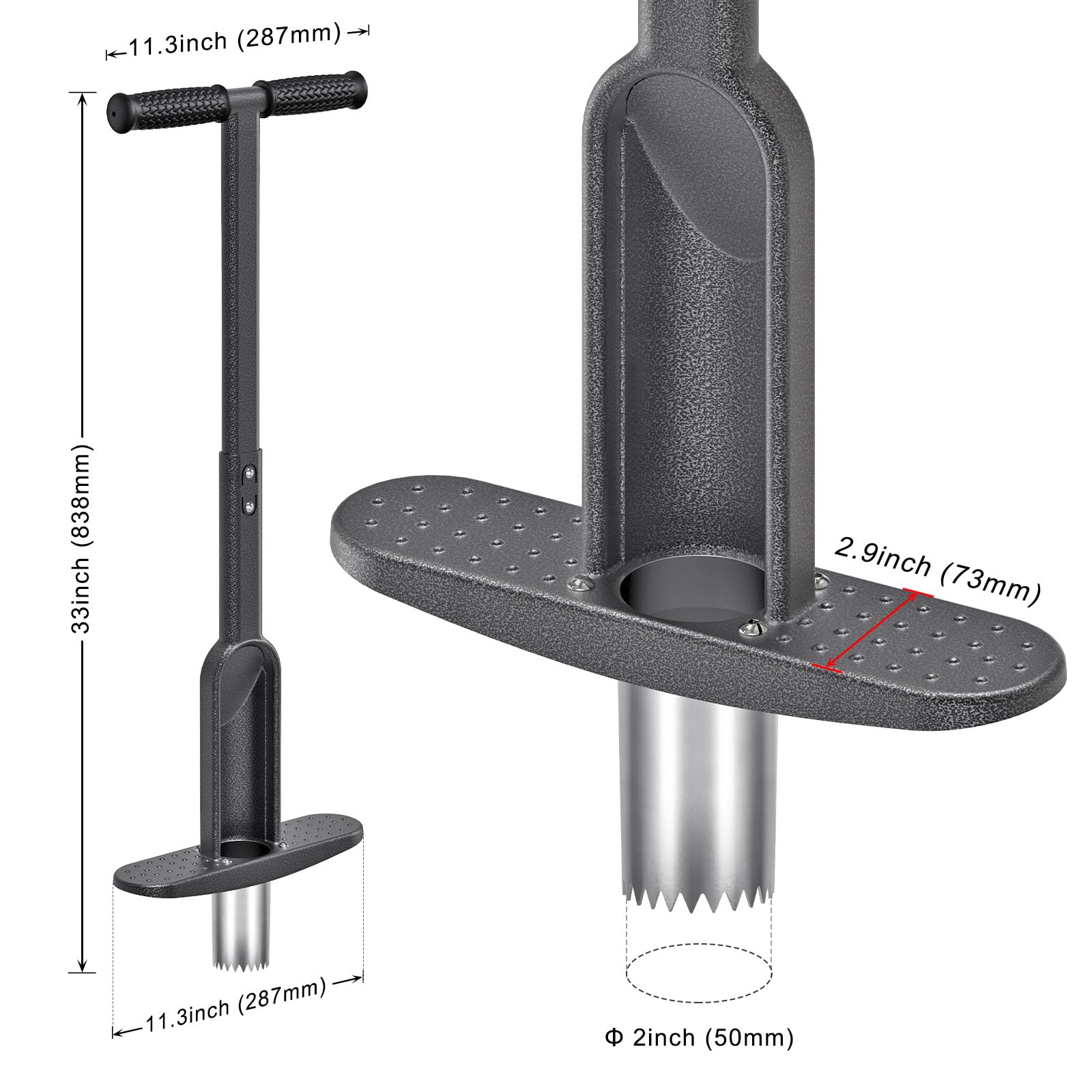 Dolibest Herramienta para sembrar bulbos con Agarre de Goma Suave, Herramienta de Relleno de césped con Sierras afiladas de Acero Inoxidable, Enchufe de césped premontado con diseño de Descarga