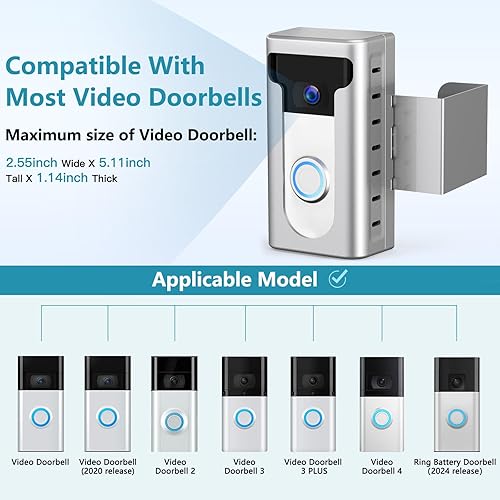 Vista 10 de KIMILAR Soporte de timbre de video antirrobo actualizado 2024, no bloquea el sensor de movimiento del timbre, soporte de montaje ajustable sin Negro