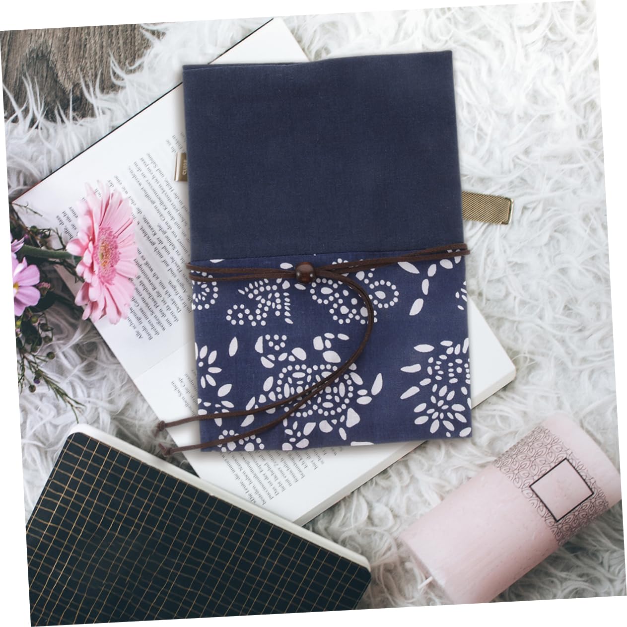 SHINEOFI Lot De 4 Housses De Protection En Tissu Teint Bleu Encre Pour Livre Distributeur De Ruban Adhésif Pour Scrapbooking Sacs Pour Livres Support Pour Pochettes De Livres Film