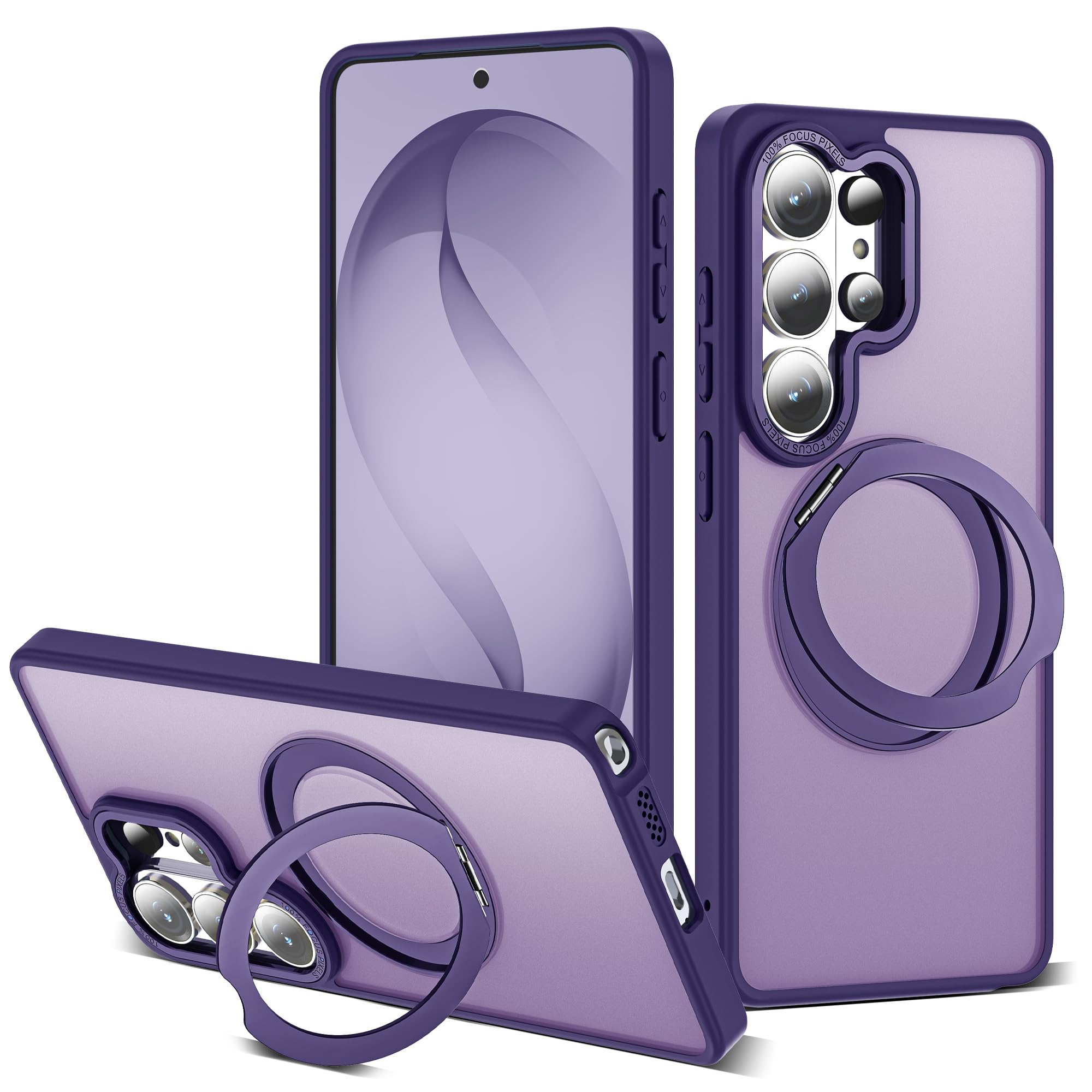 for Samsung Galaxy S26 Ultra Case with 360° Spin Stand,Dark Purple