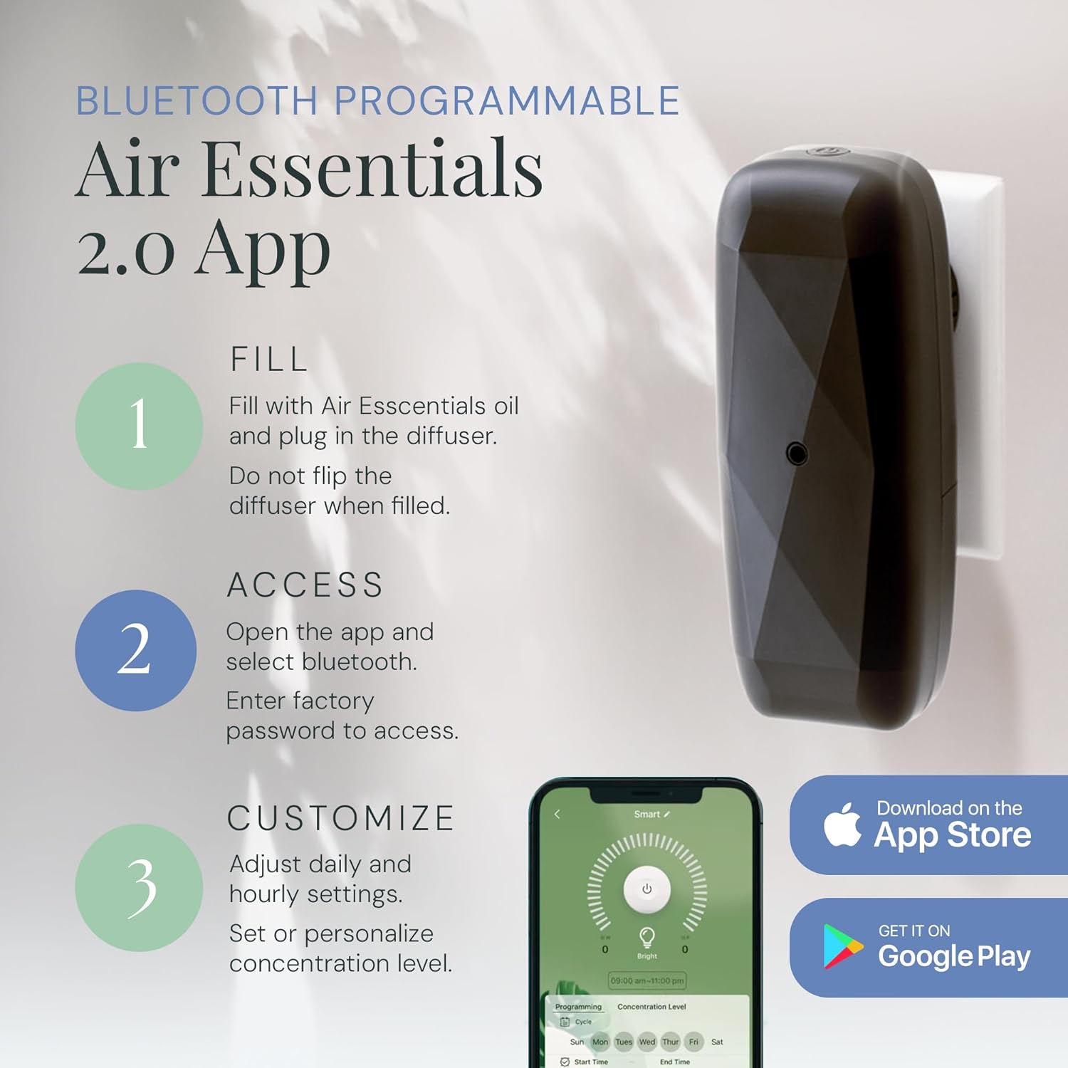 Air Esscentials The Diamond Smart Scent Air Machine for Home, Bluetooth App-Controlled, Covers up to 500 sq. ft, 100mL Waterless Fragrance Oil Diffuser with Cold Air Aromatherapy, Black - Image 4