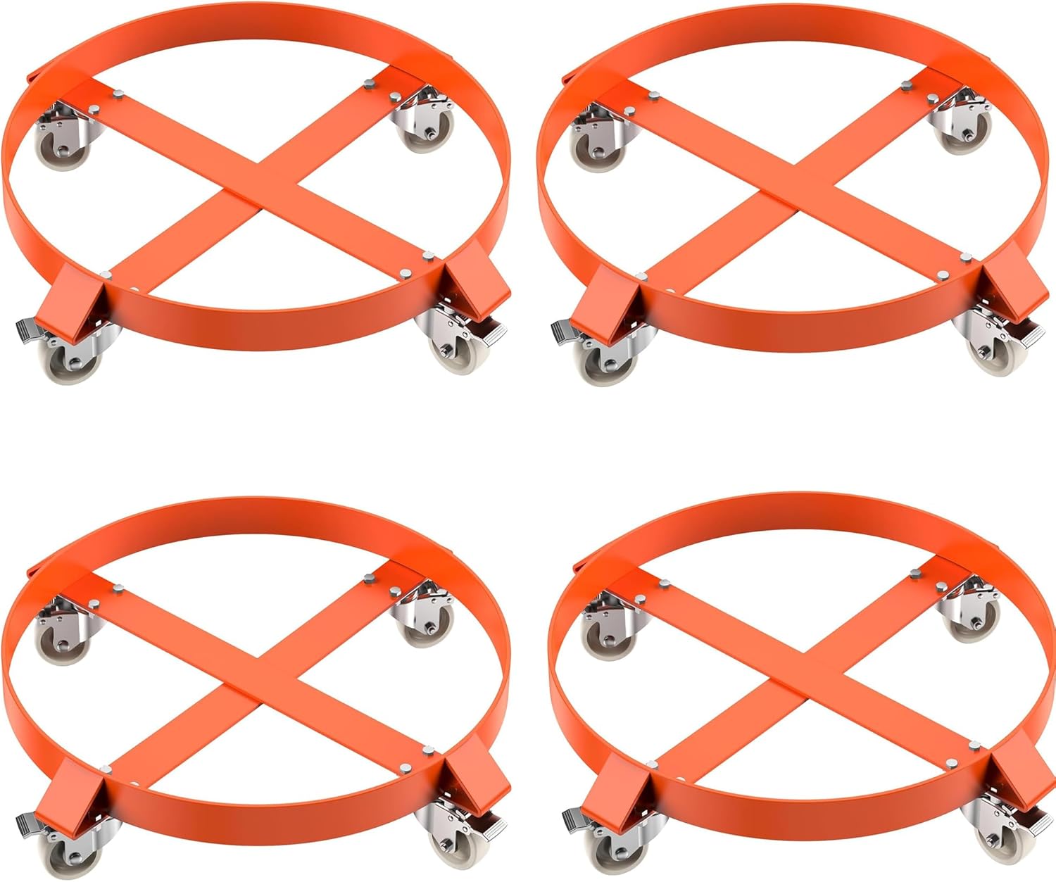 55-Gallon Drum Dolly, Heavy Duty 1000Lbs Load Capacity,Barrel Dolly Cart with Cross Braces & Swivel Casters Wheel,Steel Fram,Non Tipping Design,Barrel Cart with Brake for Warehouse Drum Handling