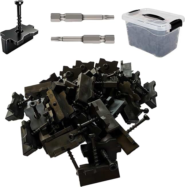 1250pcs Hidden Deck Fasteners for Decking Board,Composite Deck Clips Plastic Hidden Fastners with Metal Screws,Universal Nylon Clips for Composite Decking Cover 600 sq. ft of Deck (1250)