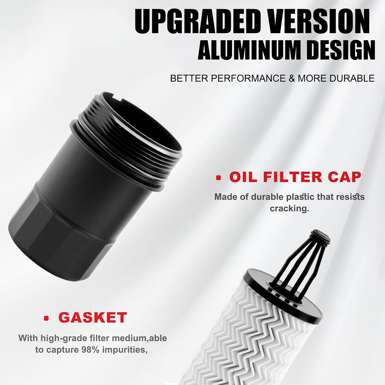 A2761800038 Engine Oil Filter Housing Cover Cap Compatible with C300 C350 C400 E350 E400 GLK350 GLS450 ML400 SLK350 C43 AMG E43 AMG 3.0L 3.5L V6