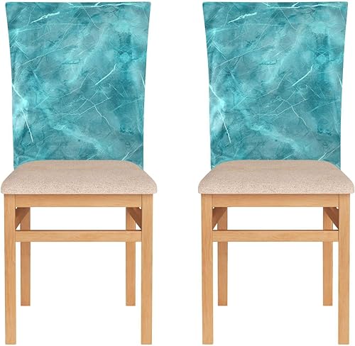 Miniatura 2 de Juego de 6 fundas decorativas para sillas de comedor con fondo turquesa simple para ceremonia, extraíbles sin brazos