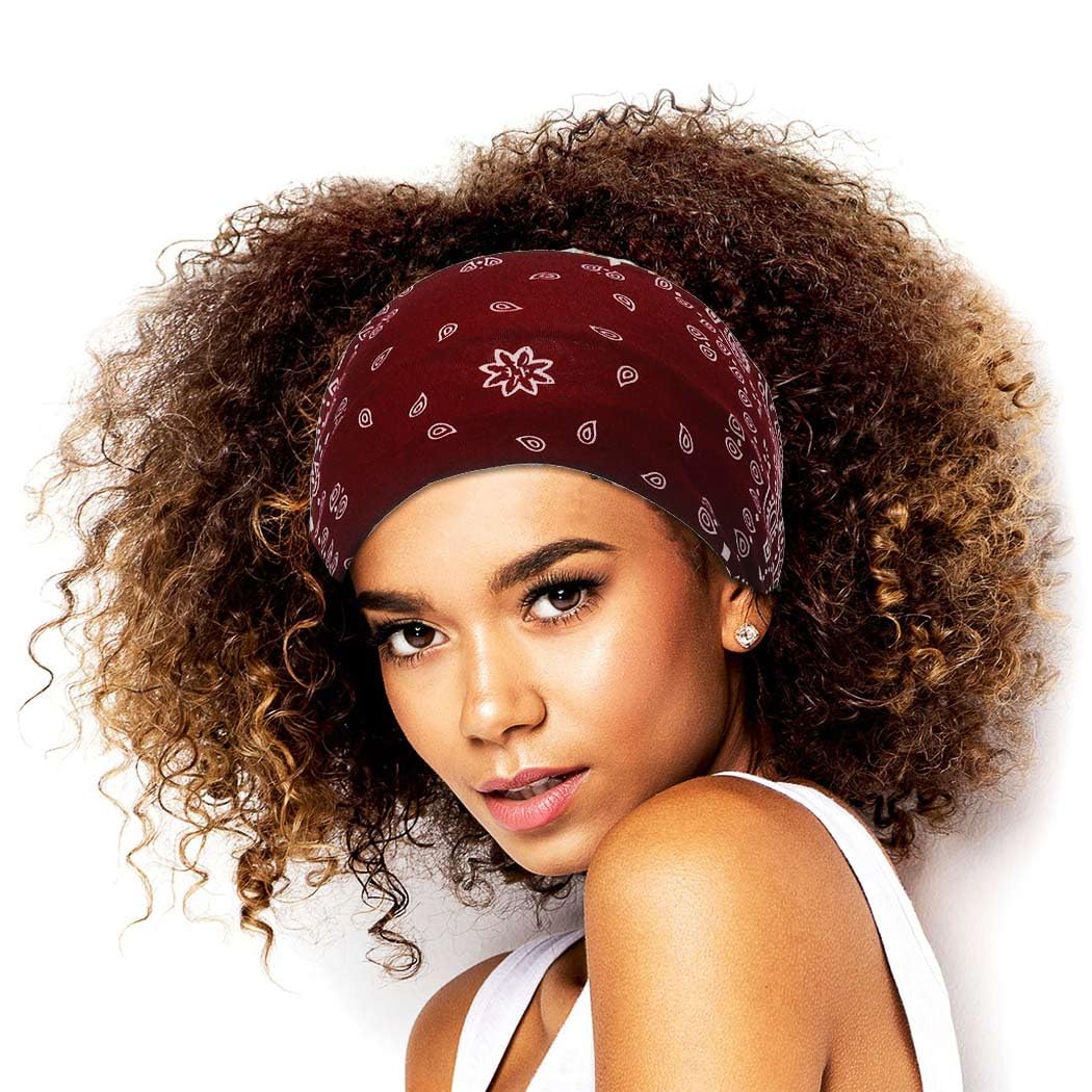Boho szerokie opaski na głowę czarny nadruk chusty na głowę turban joga opaski przeciwpotne do włosów elastyczne kwiatowe rozciągliwe owijki na głowę tkanina opaski do włosów dla kobiet i