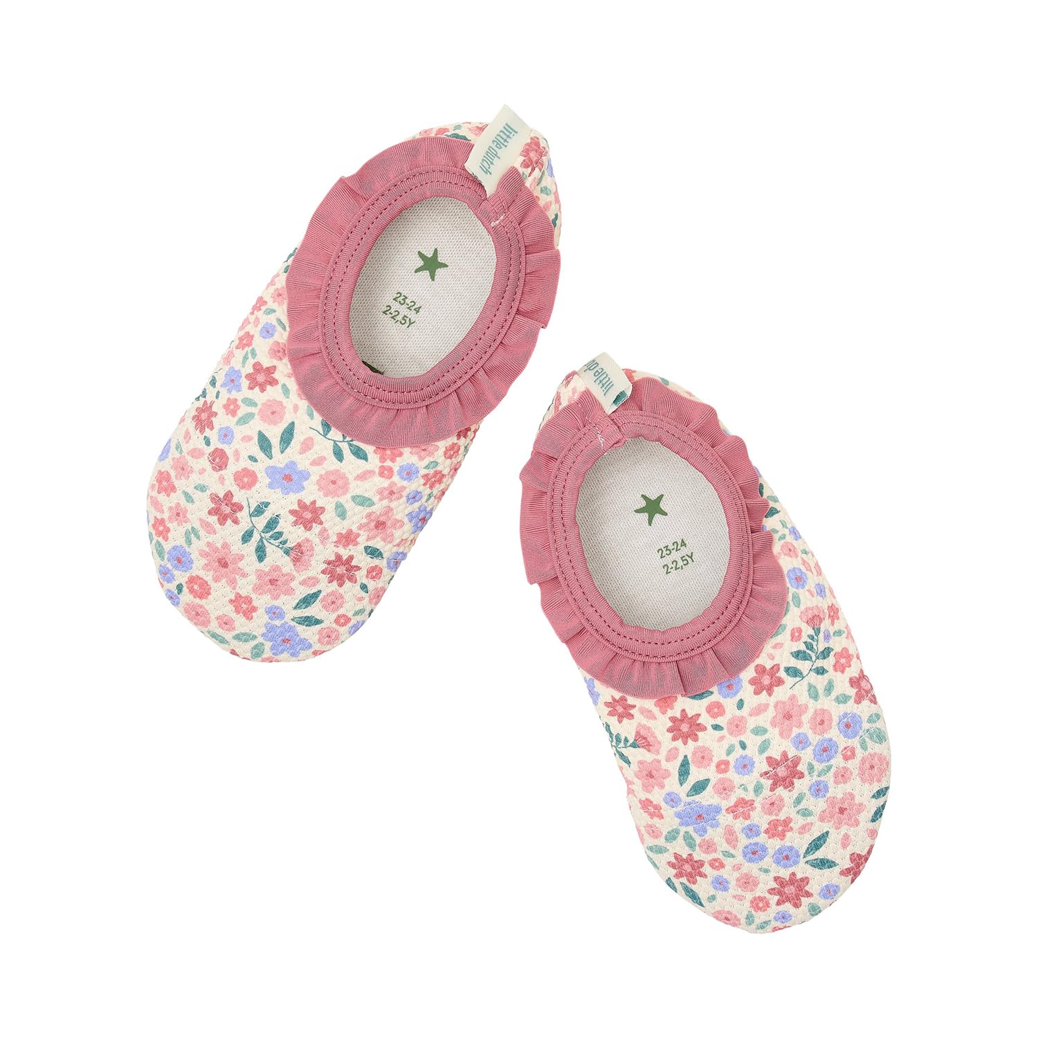 Little Dutch Kinder Badeschuhe - Schwimmschuhe - mit Rüschen - für Mädchen - Dreamy Flowerfield - rosa (Gr. 25/26)