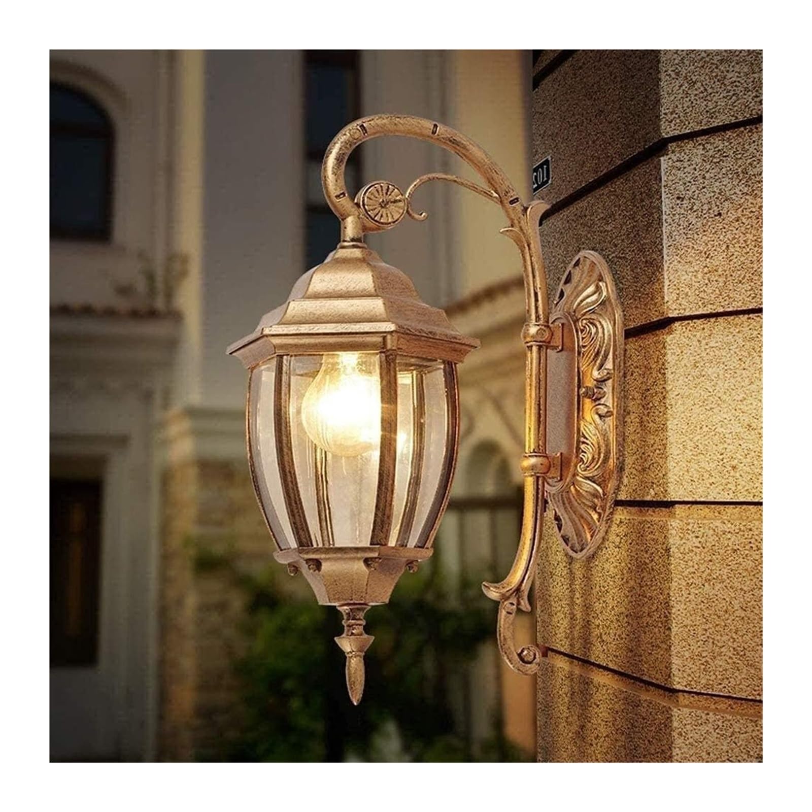 ZFPKXHVMG Outdoor Wall Lamp, Bronze Inrial Wall Lamp, E27 Socket, IP44 17x24x41 cm