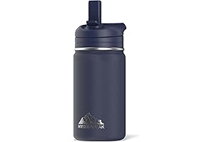 Mini 14oz Water Bottle with Straw Lid, Stainless Steel Double Wall Insulated Water Bottle