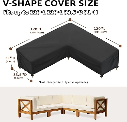 Vista 68 de iBirdie Funda modular para exteriores de 85 x 85 pulgadas, 84 x 84 pulgadas, 83 x 83 pulgadas, 82 x 82 pulgadas, en forma de L, impermeable, Negro