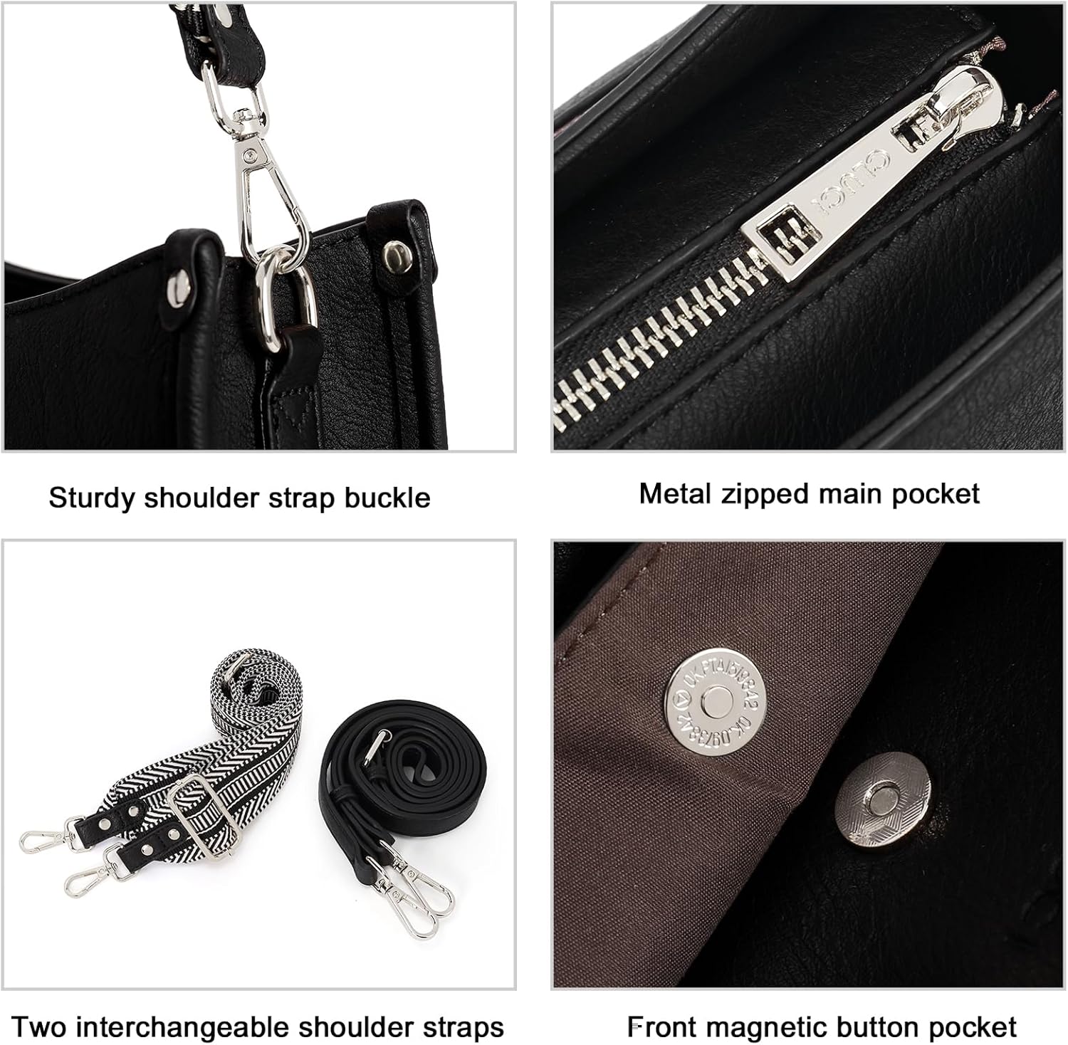 CLUCI Purses for Women, Vegen Leather Crossbody Bags for Woman Trendy, 2PCS Hobo Handbag with 2 Adjustable Guitar Strap - Image 5