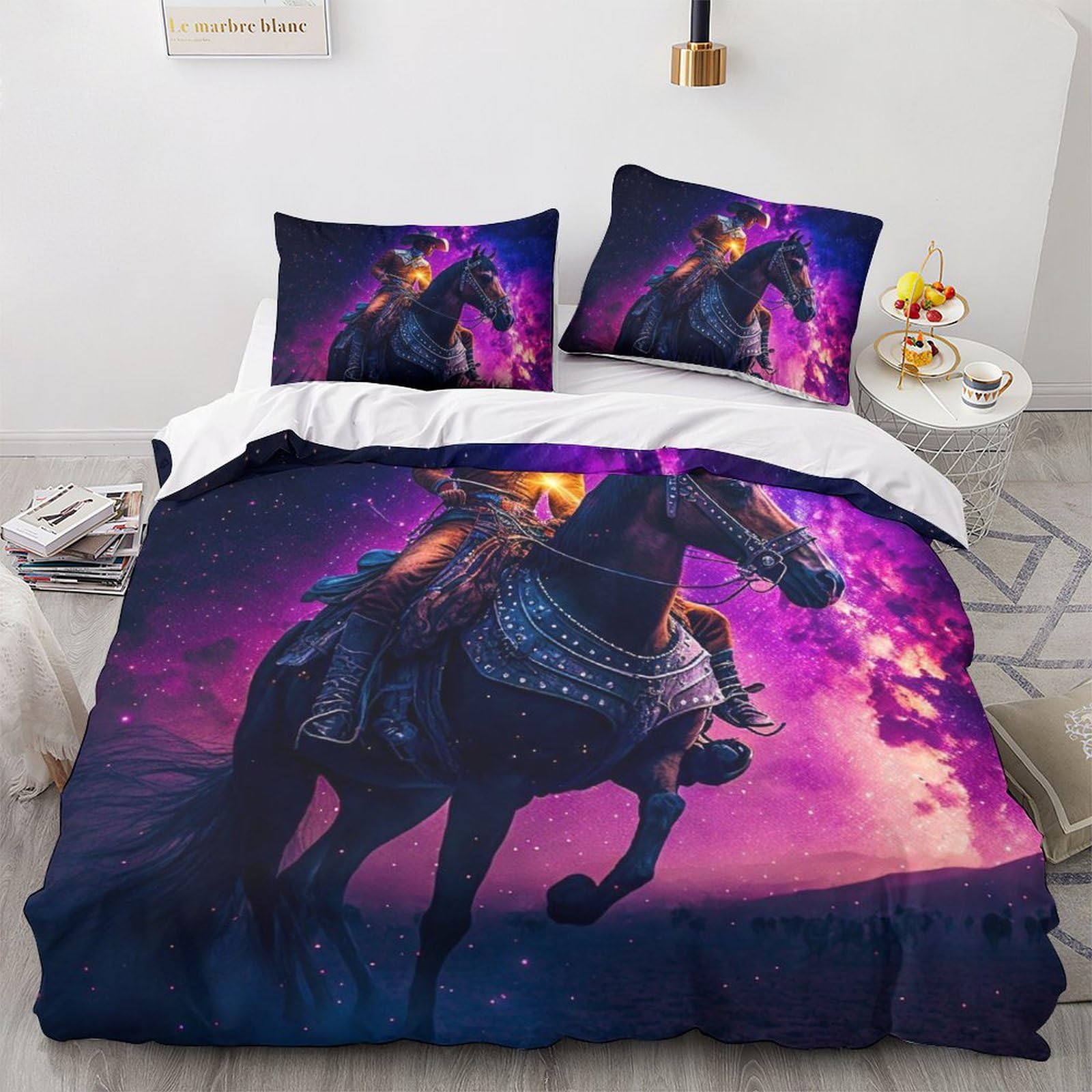 Housse de couette 220x240 anti-plis Knight hypoallergénique microfibre douce