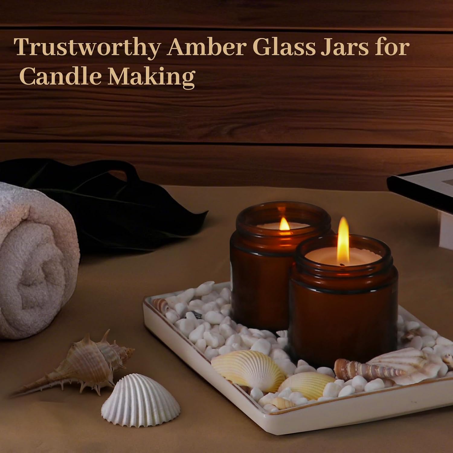 AuroTrends 4 oz Amber Glas Jars with Lids 12Pack image 2