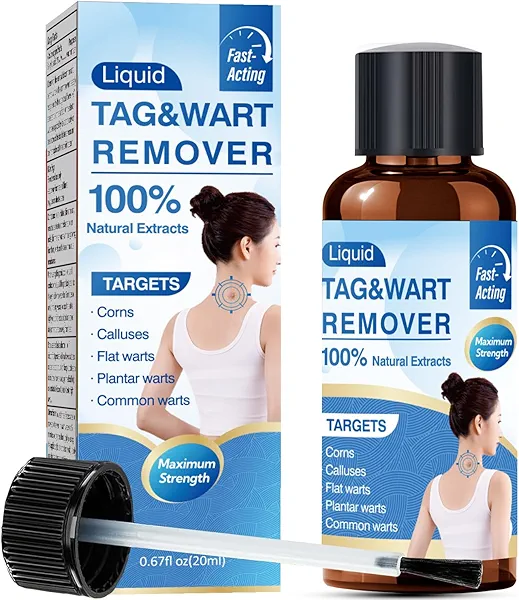 Fast-Acting Wart Remover for Feet & Hands: Maximum Strength 12% Salicylic Acid Skin Tag Remover Liquid Kit with Brush for Common, Plantar & Flat Warts, Corns & Calluses