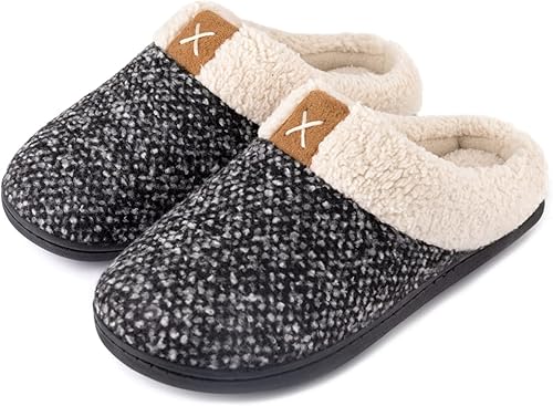 ULTRAIDEAS Pantuflas de interior para mujer con espuma viscoelástica, regalo para mujeres, zapatos de casa tipo lana con suela de goma