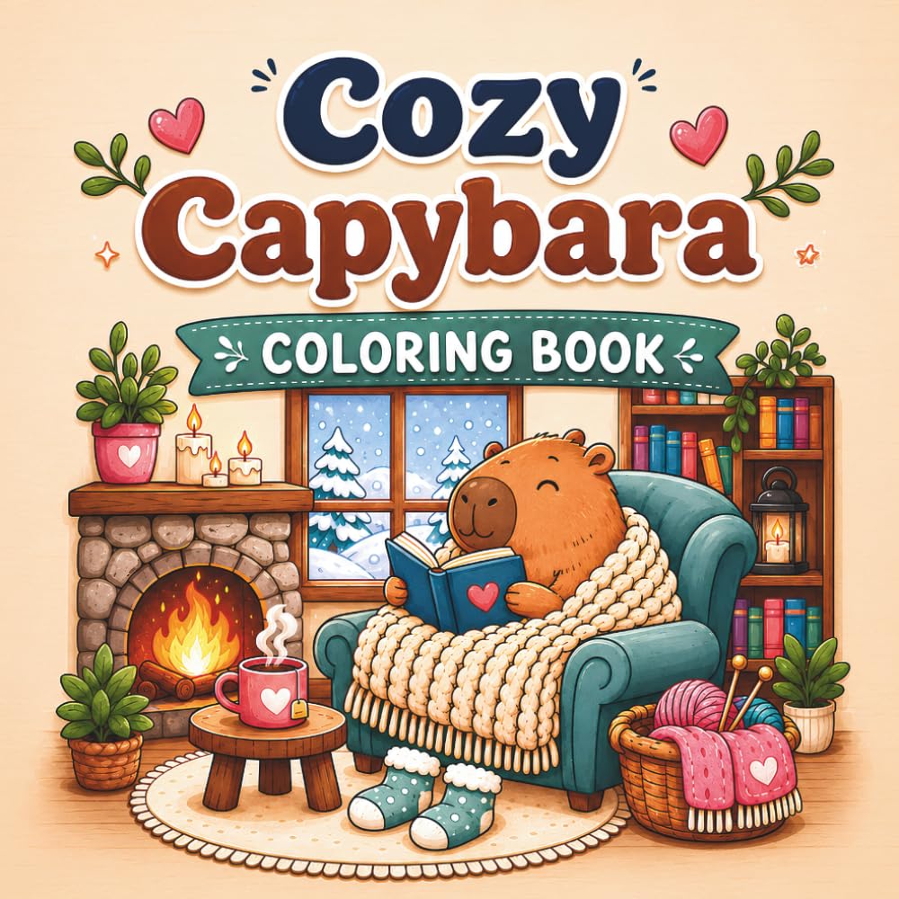 Capybara Coloring Book: Cute, Cozy and Relaxing Illustrations for Stress Relief and Mindful Coloring Featuring Adorable Capybara Scenes, Nature Backgrounds, and Calming Designs for Adults and Teens