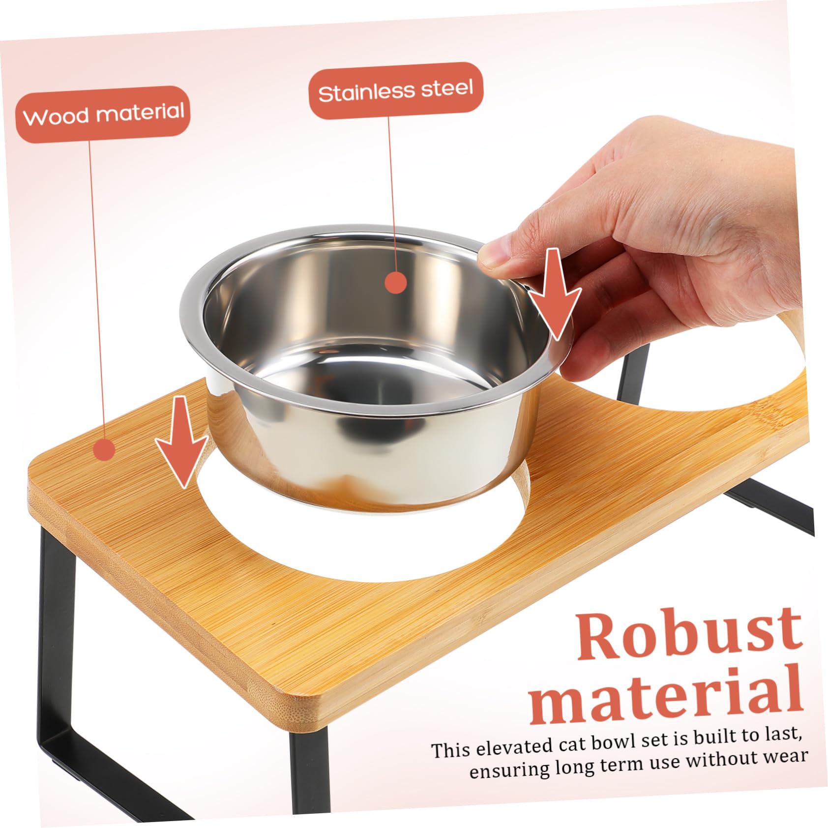 Ciotole Rialzate Gatto Doppie in Acciaio Inox con Supporto | Base Antiscivolo, Altezza Ergonomica, Uso Interno per Gatto e Cane Piccolo, Design Elegante