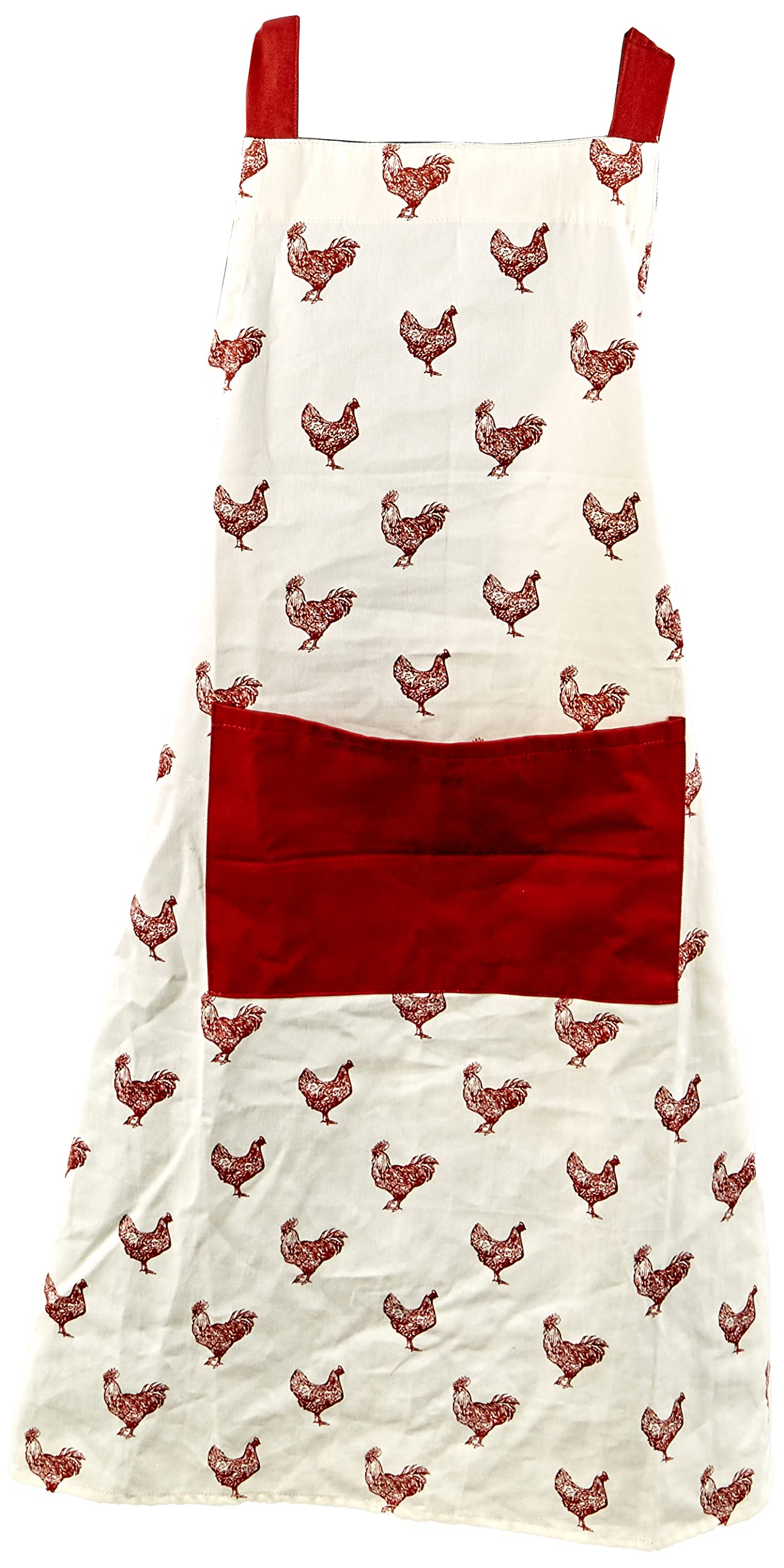 Kitchencraft Assorted 'French Hen' Adjustable 1% Cotton Printed Cooking Apron - Cream / Red