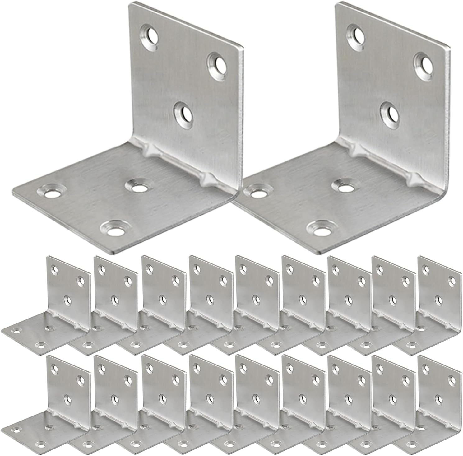 20 Pcs Metal L Brackets 1.5"x1.5"x1.5" Heavy Duty Corner Brace for Wood, 1.5 Inch 40 MM Wide Metal Right Angle Bracket L Shape 90 Degree Corner Brackets Furniture Wooden Frame Bed Bookshelf