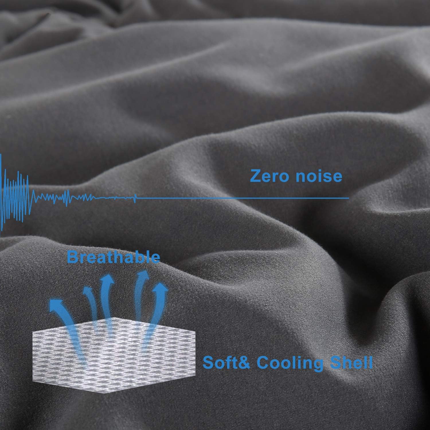 CHOKIT All Season Queen Comforter Cooling Soft Quilted Down Alternative Duvet Insert with Corner Loops, Reversible Fluffy,Charcoal Grey, 88 x 88 Inches