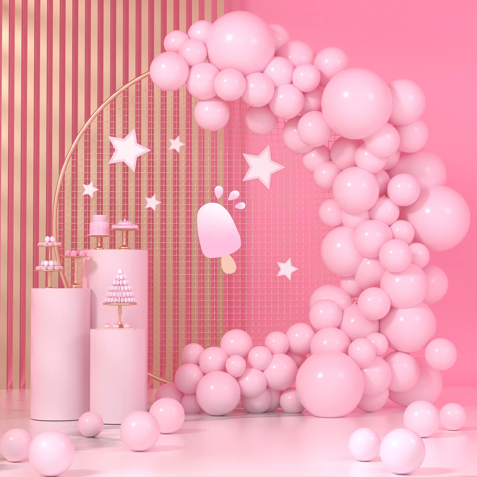 Photo 1 of *** BUNDLE OF 2 ** HeyMate Baby Light Pink Balloons - 100pcs Premium Pastel Pink Latex Balloons Different Sizes 18 12 10 5 Inch Party Balloon Kit for Birthday Baby Shower Wedding Party Balloon Decorations