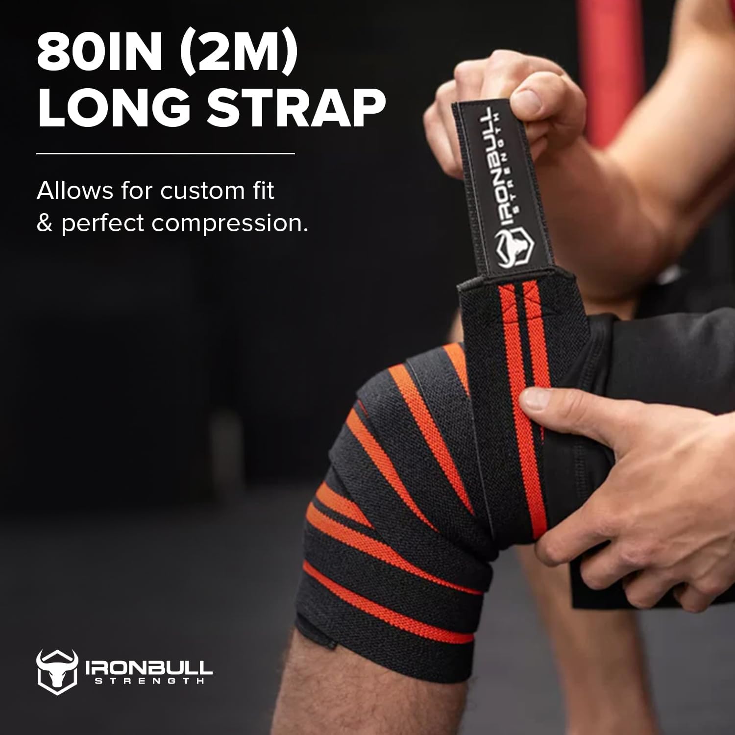 Knee Wraps for Weightlifting - 80" Elastic Knee Straps for Squats and Weight Lifting - Lifting Knee Wraps for Strength & Compression Wrap - Knee Support for Squatting, Powerlifting, Gym