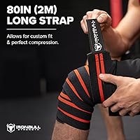 Vista 5 de Rodilleras para levantamiento de pesas – Correas elásticas de rodilla de 80 pulgadas para sentadillas y levantamiento de pesas – Rodilleras