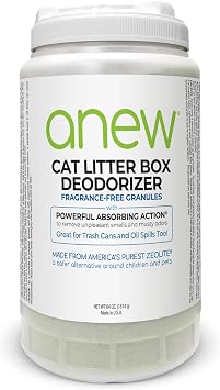 anew CAT LITTER BOX DEODORIZER, 64 oz., Fragrance Free, Makes Litter Last Longer, 4X more granules than a traditional 16 oz. bottle.
