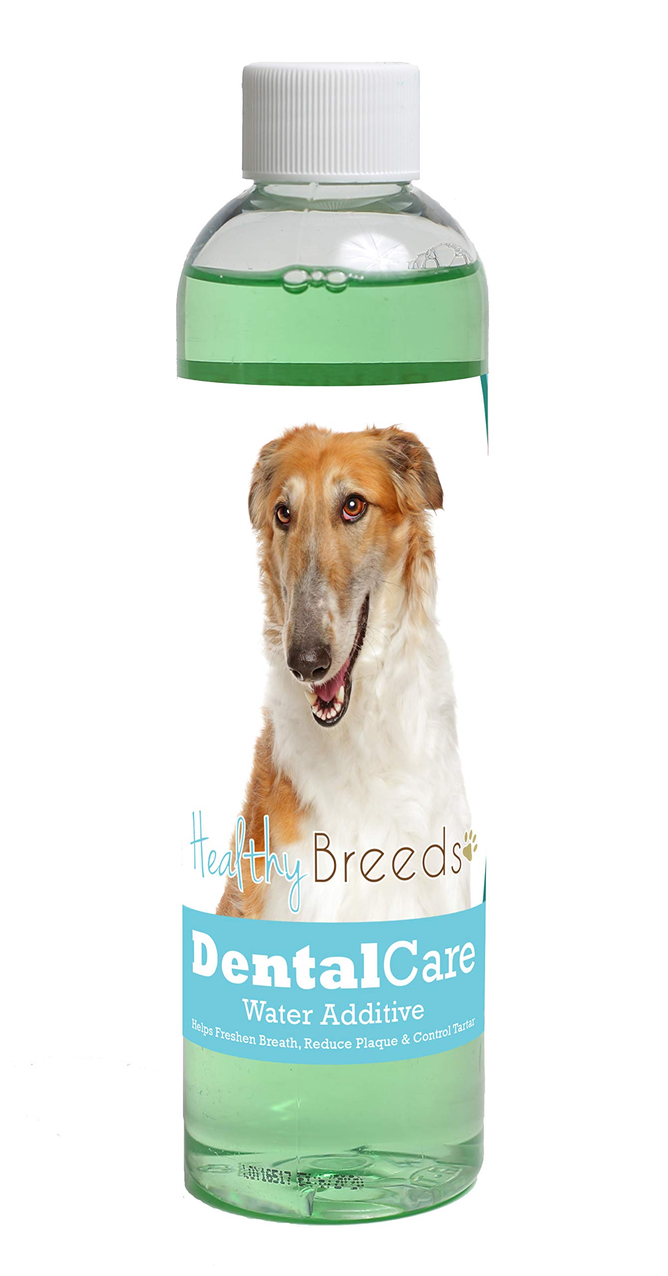 Healthy Breeds Dog Dental Care Water Additive for Borzois - Helps Freshen Breath, Reduce Plaque &amp; Control Tartar - Mint Flavor - 8 oz