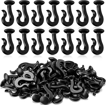 Silkfly 50 Pack Plastic Gazebo Curtain Hooks Black Heavy Duty Replacement Hooks Accessories for Gazebo Track Mosquito Netting Canopy Curtains