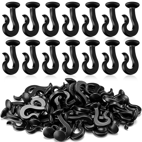 Silkfly 50 Pack Plastic Gazebo Curtain Hooks Black Heavy Duty