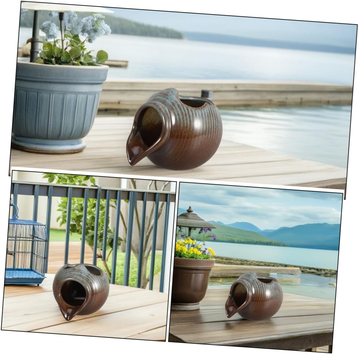 Ceramic Water Fountain Pot for Garden Decoration Indoor Outdoor Water Feature with Continuous Flow for Fish Tanks Patios and Home Decor