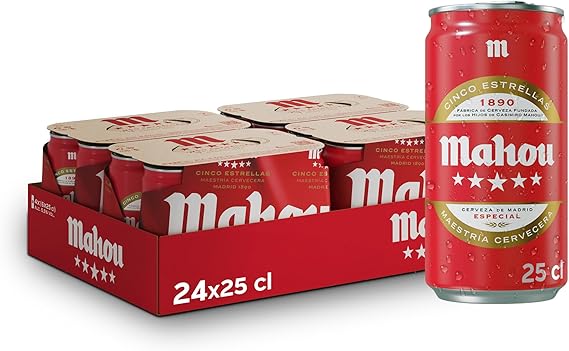 Imagen de Mahou 5 Estrellas 🍺 Pack 24 Latas 25cl, 5,5% Vol en OfertitasTOP