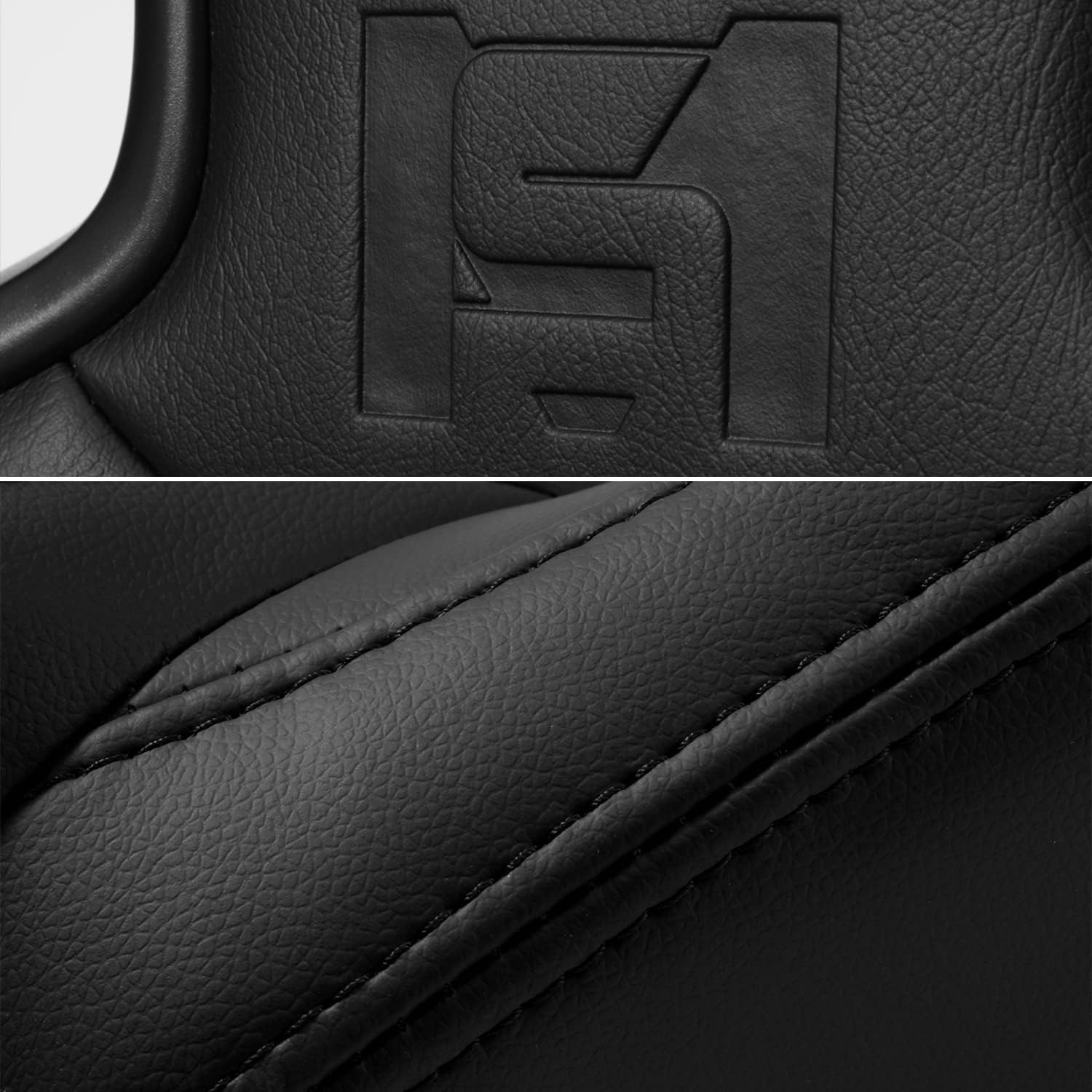 Black PVC Reclinable C-Series Sport Racing Seats Pair W/Slider Left/Right