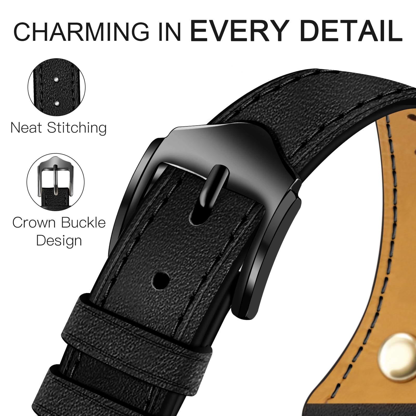 JR.DM Elegantes, schlankes Lederarmband, kompatibel mit Apple Watch, 38 mm, 40 mm, 41 mm, 42 mm, 44 mm, 45 mm, 49 mm, 2 1 (Schwarz) Band,schwarzer Verschluss)