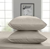 Vista 27 de Threadmill Home Linen Funda de almohada king, 100 % algodón natural de 600 hilos, 2 piezas de tejido de satén, damasco, beige, algodón de fibra