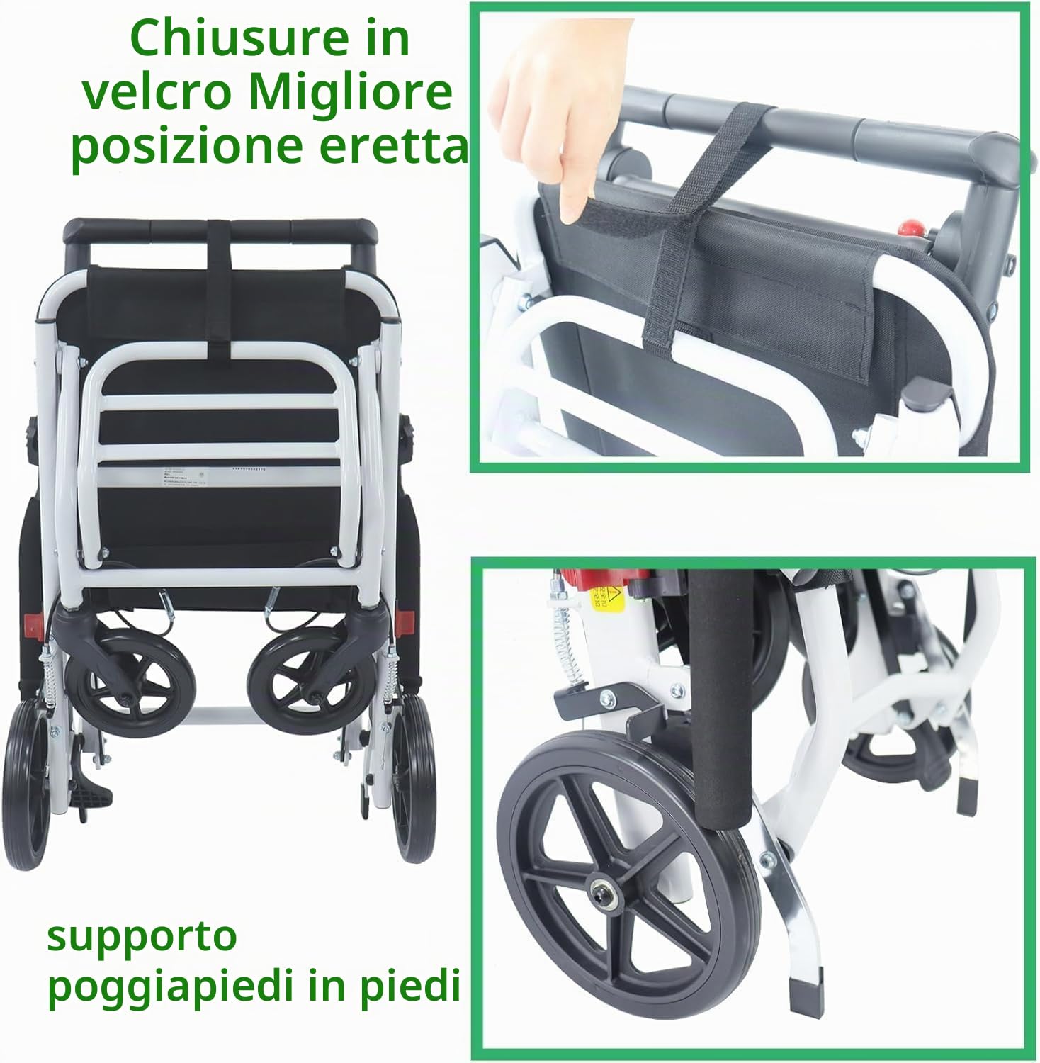 Sedia a rotelle pieghevole da viaggio, sedia a rotelle leggera, super leggera, pieghevole, per viaggi di transito, aiuto per la mobilità, sedia da viaggio con poggiapiedi, sedie a rotelle pieghevoli