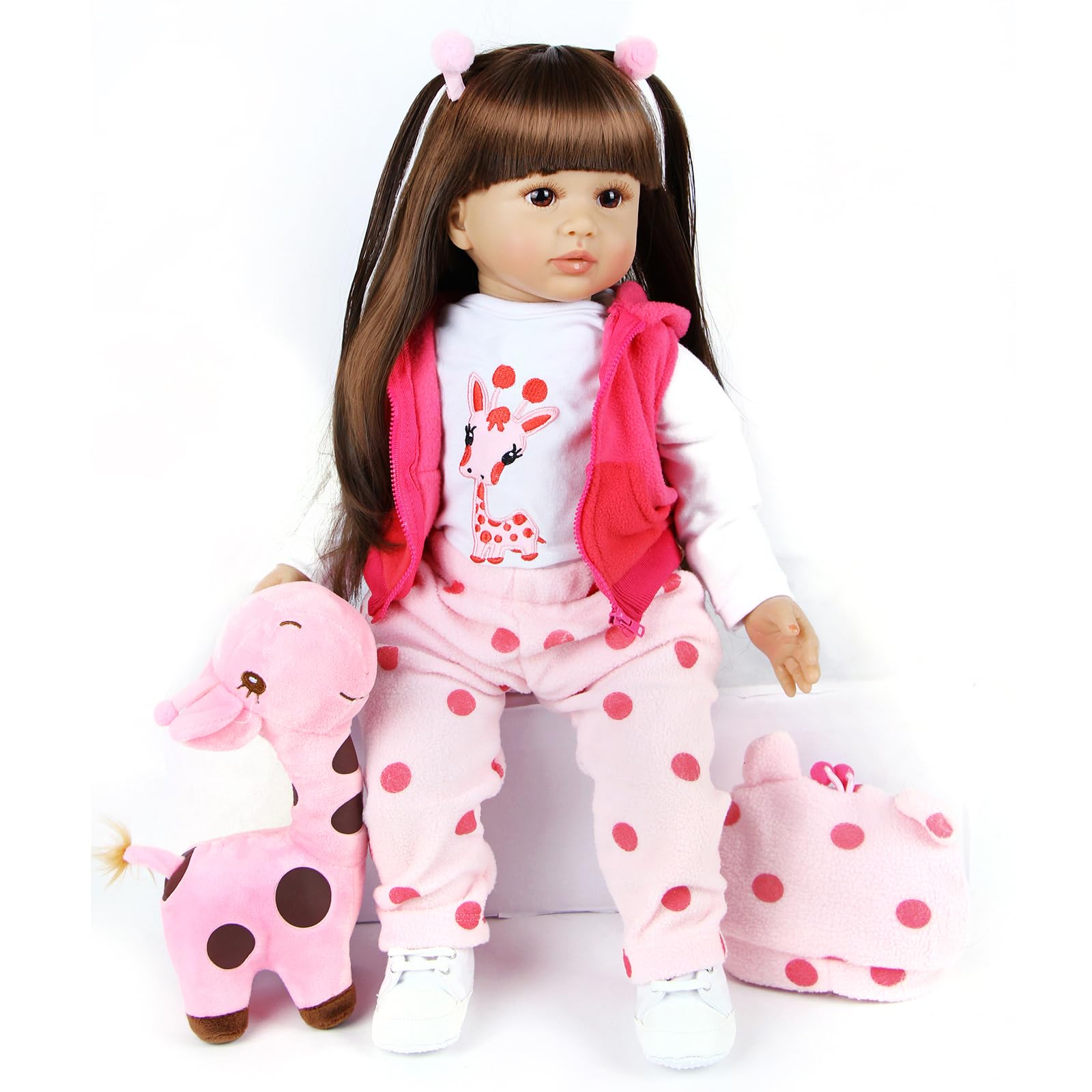 ZIYIUI Bambole Reborn Femmine 24 Pollici 60 cm Realistica Bambole Reborn in Silicone Morbido Capelli Lunghi bambolotti Che sembrano Veri Neonata Bambino Reborn Toddler