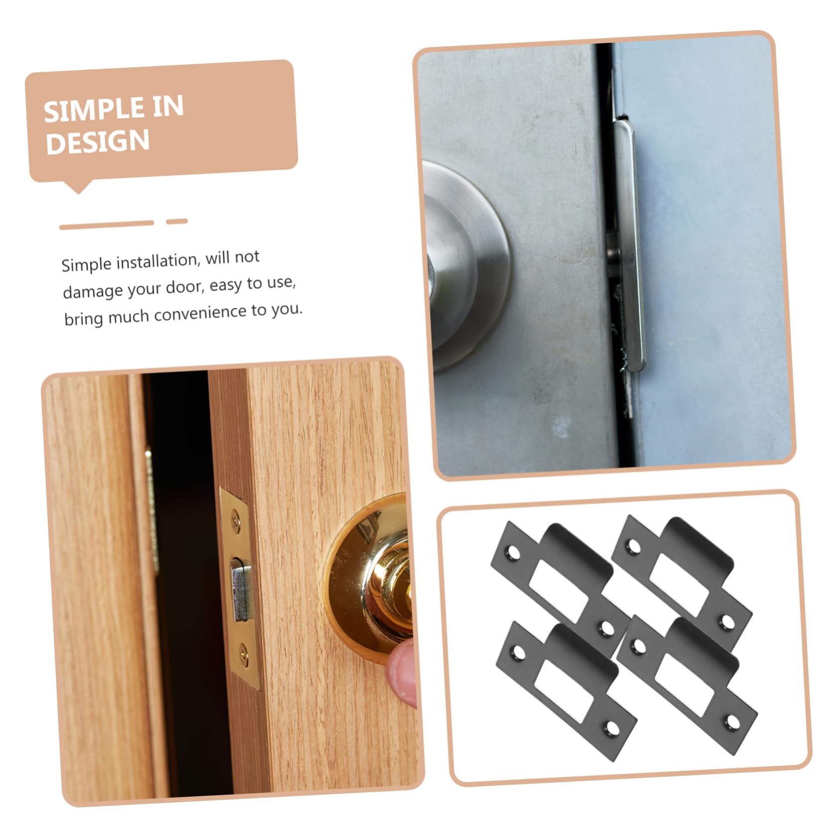 OSALADI 5 Ensembles Bloc Came Ajustable Extenseur Gabarit De Gâche De Porte Serrures À Larder Matériel Verrou Porte Plaques De Porte Couvre-plaques Acier Inoxydable Black 4 Pièces * 5