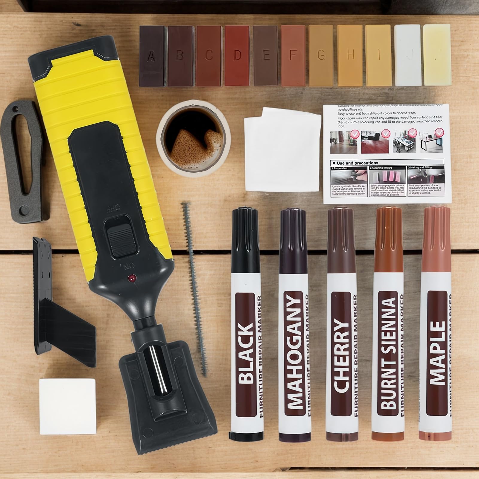 Kit reparación laminado Marcador pintura impermeable y pintable | Kit de reparación para muebles de madera Marcador pintura impermeable y pintable para armario, suelo, cocina, baño, puerta