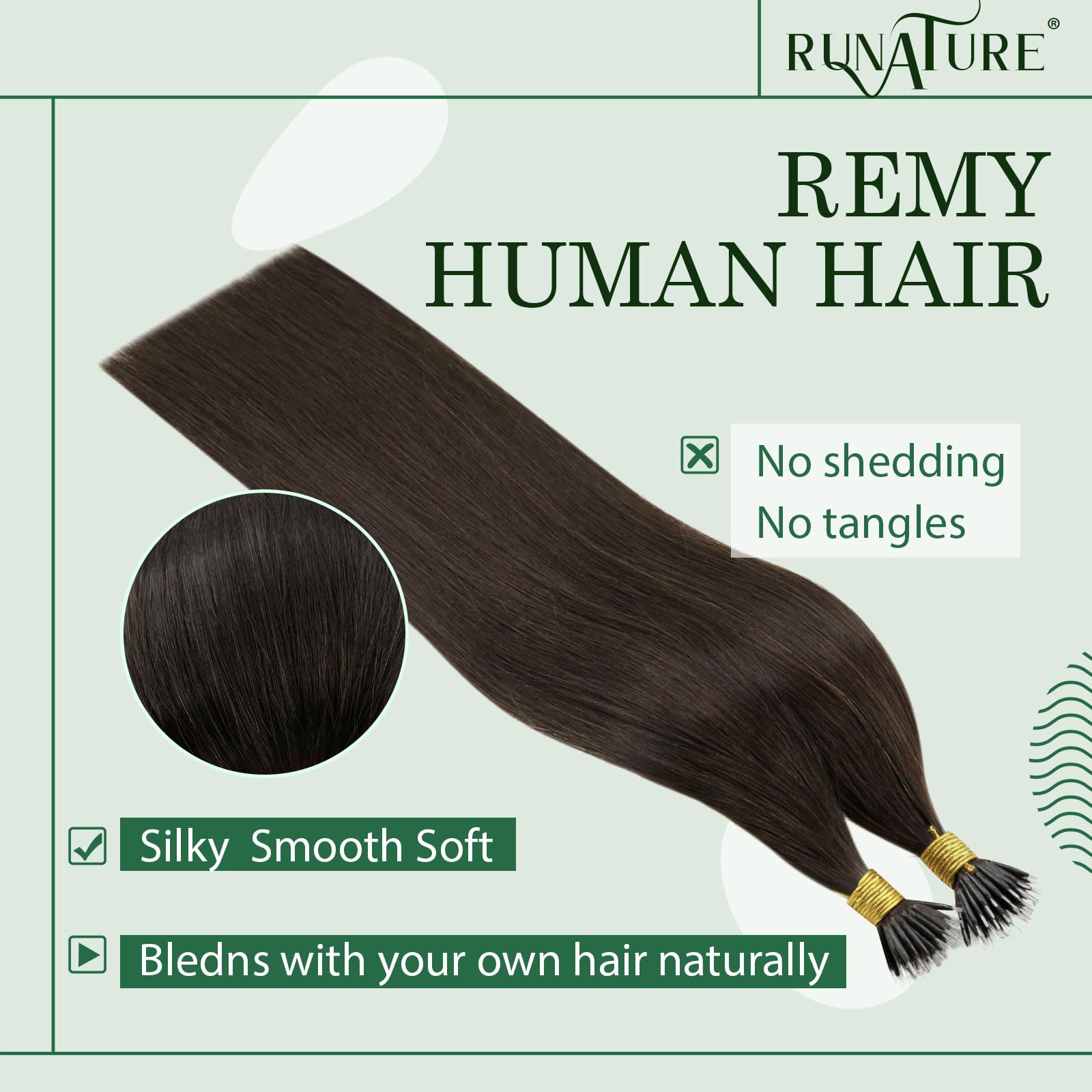 RUNATURE 14 Inch Nano Hair Extensions Real Human Hair Brown Nano Beads Hair Extensions Human Hair Remy Straight Dark Brown Invisible Nano Rings Hair 50s 50g #2 - Image 2