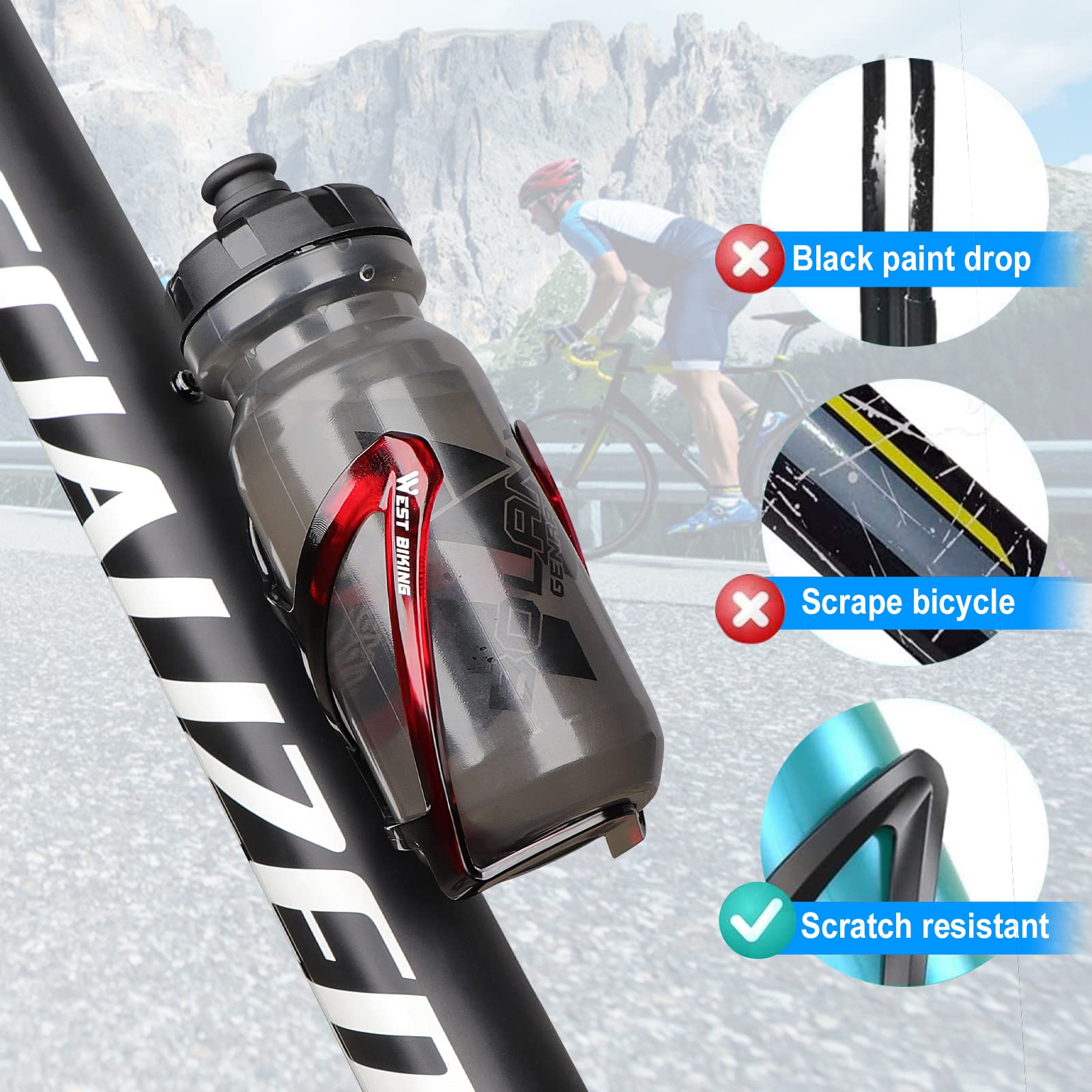 Lot De 2 Porte-bouteilles Pour Vélo Universels - Noir, En PC Léger - Compatible Route, VTT, Vélo Pliant